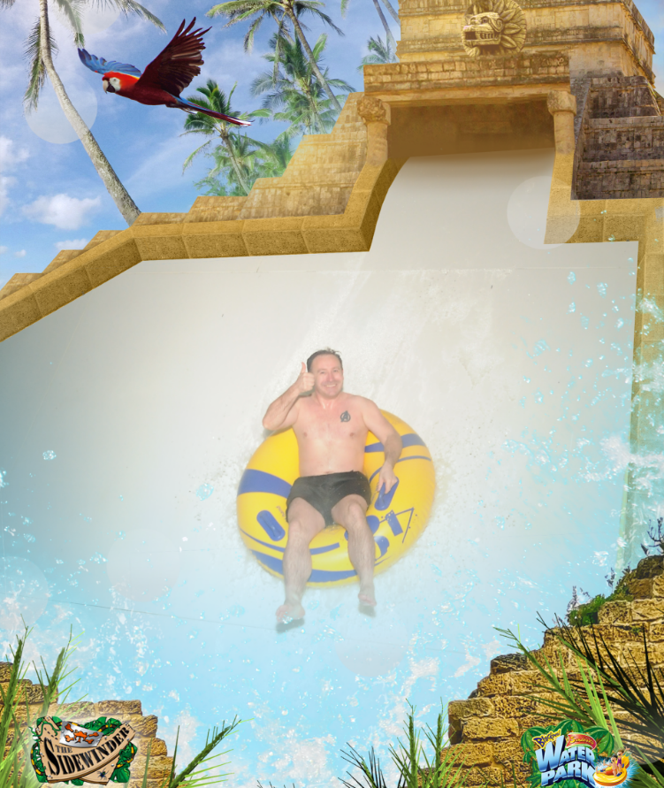 Guest on water slide composite